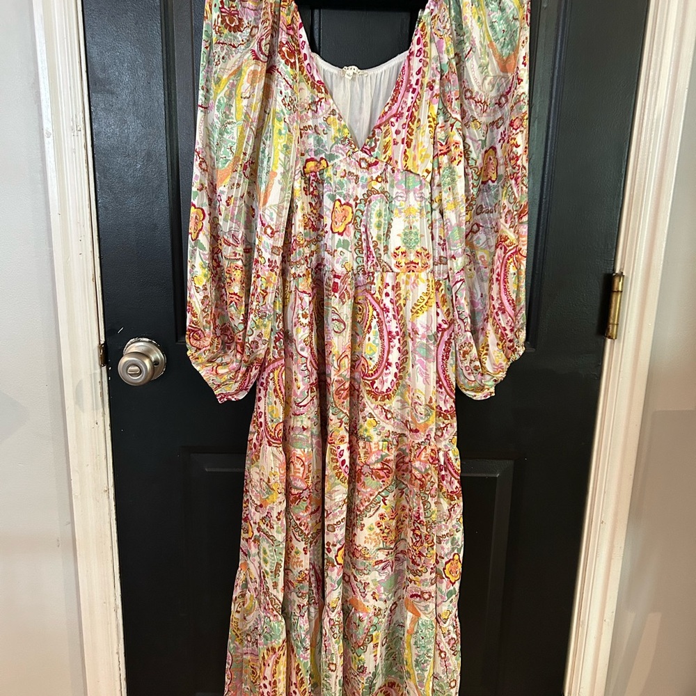 Floral Maxi Sundress with 3/4 Bishop Sleeves